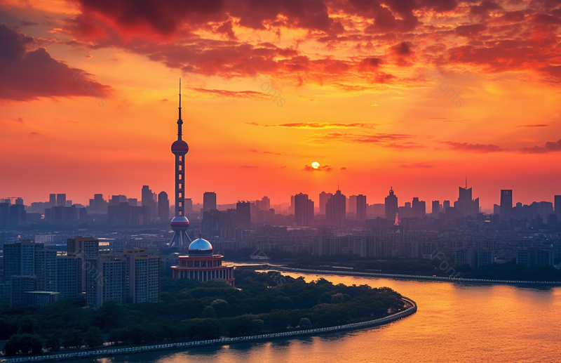 橙色晚霞城市优美风光摄影,高清,摄影图,摄影图片,图片大全,摄影图免费下载